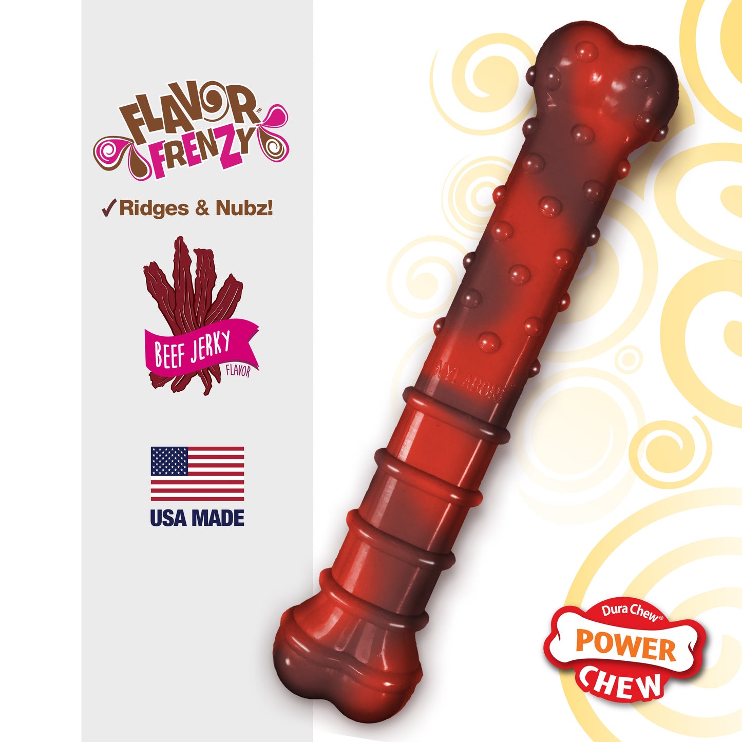 Nylabone Flavor Frenzy Power Chew Durable Dog Chew Toy Beef Jerky, view 2