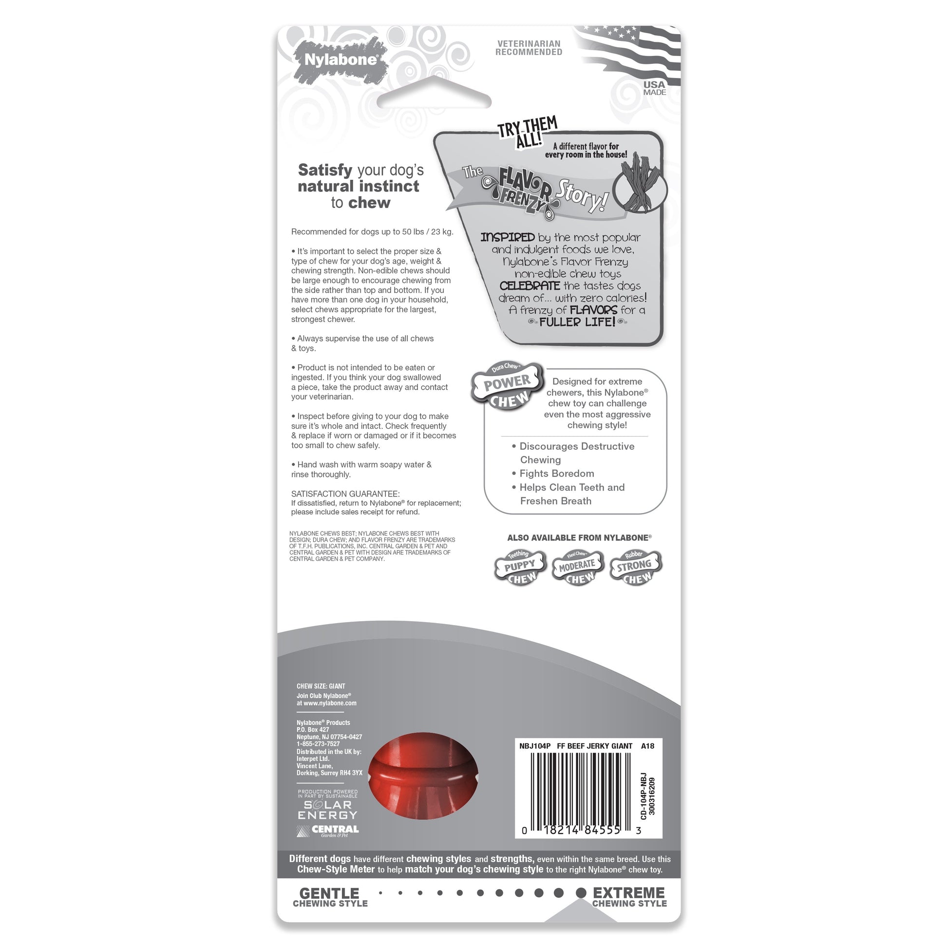 Nylabone Flavor Frenzy Power Chew Durable Dog Chew Toy Beef Jerky, view 9