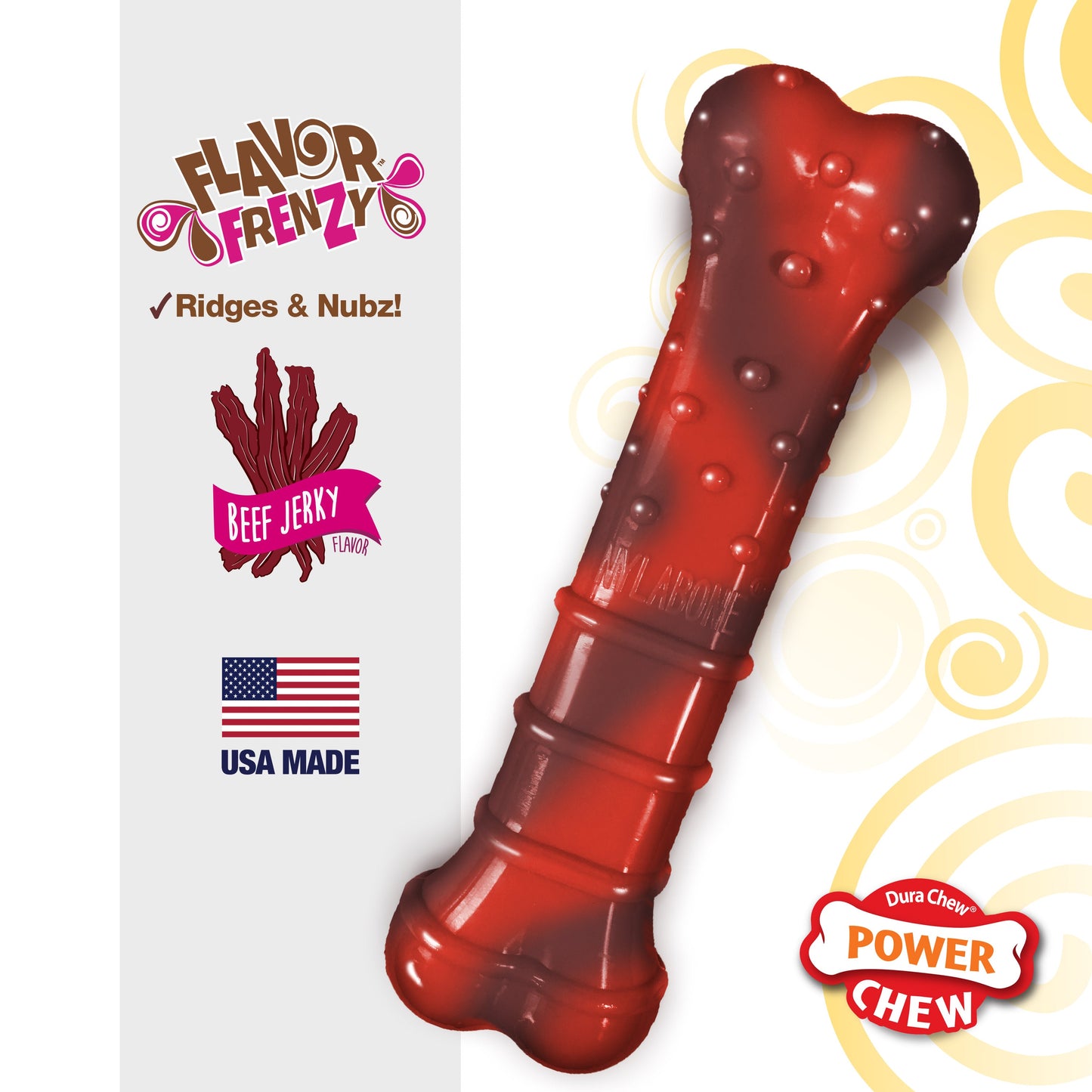 Nylabone Flavor Frenzy Power Chew Durable Dog Chew Toy Beef Jerky, view 2