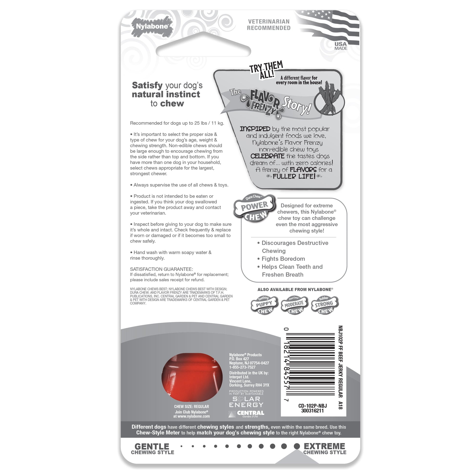 Nylabone Flavor Frenzy Power Chew Durable Dog Chew Toy Beef Jerky, view 9