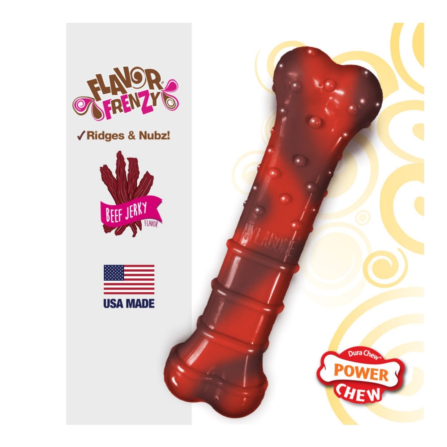 Nylabone Flavor Frenzy Power Chew Durable Dog Chew Toy Beef Jerky