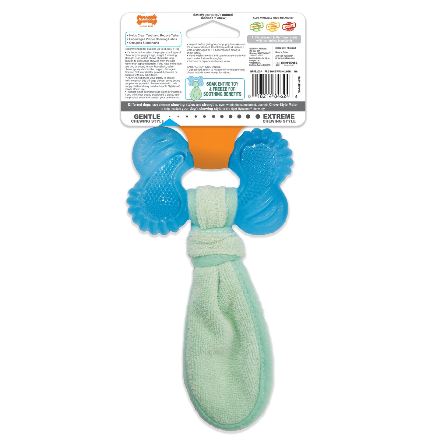 Nylabone Puppy Chew Freezer Dog Toy Peanut Butter, view 9