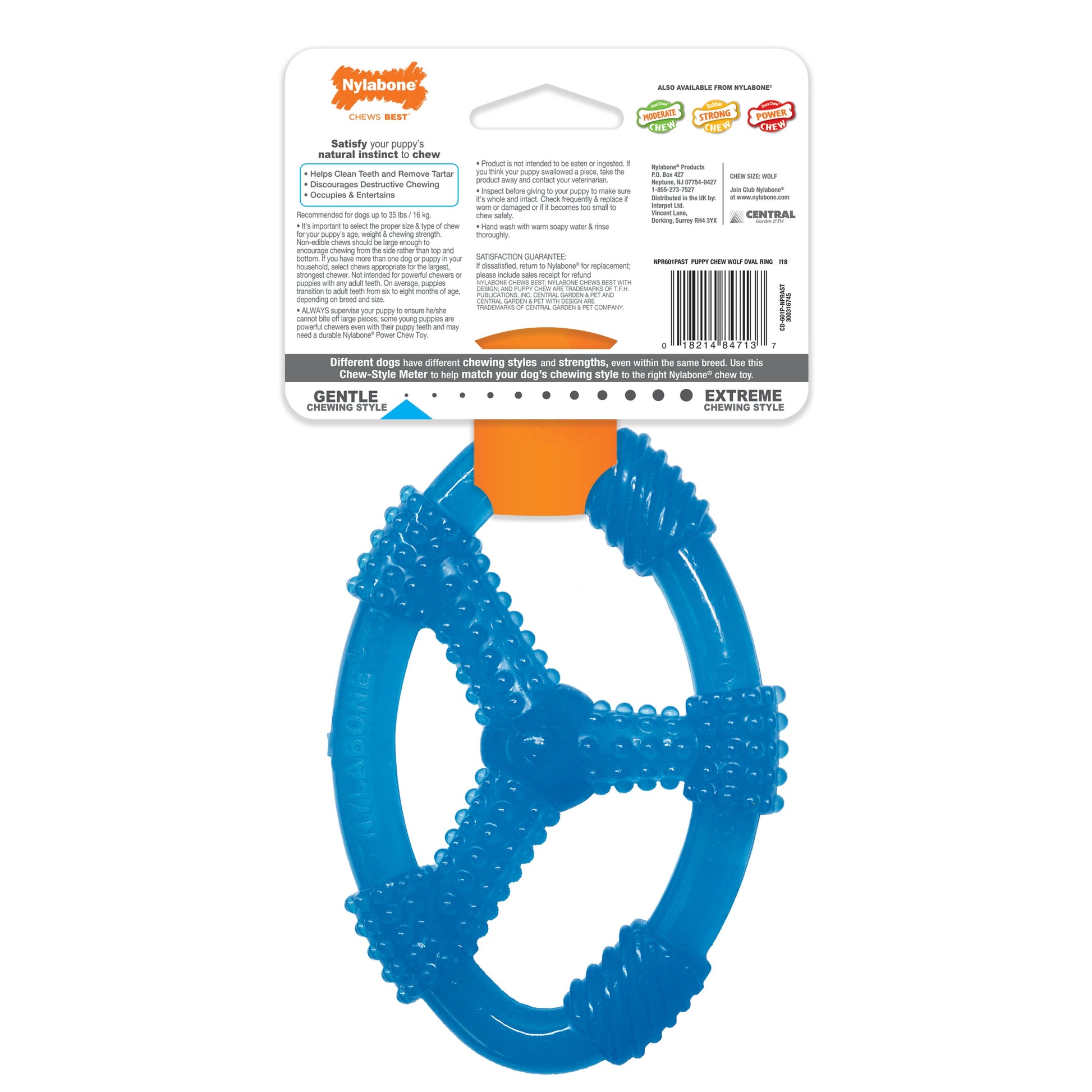 Nylabone Puppy Chew Spin Tug Play Dog Toy Peanut Butter, Blue, view 9