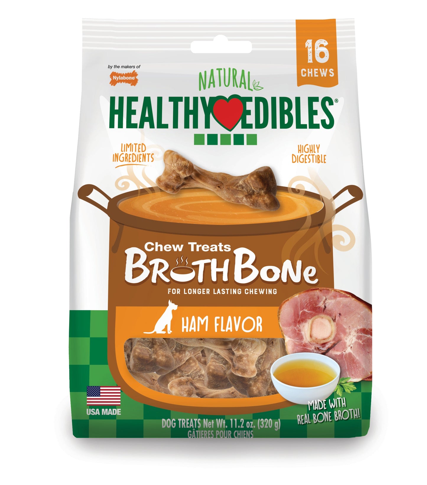 Nylabone Healthy Edibles Broth Bone All-Natural Long Lasting Dog Chew