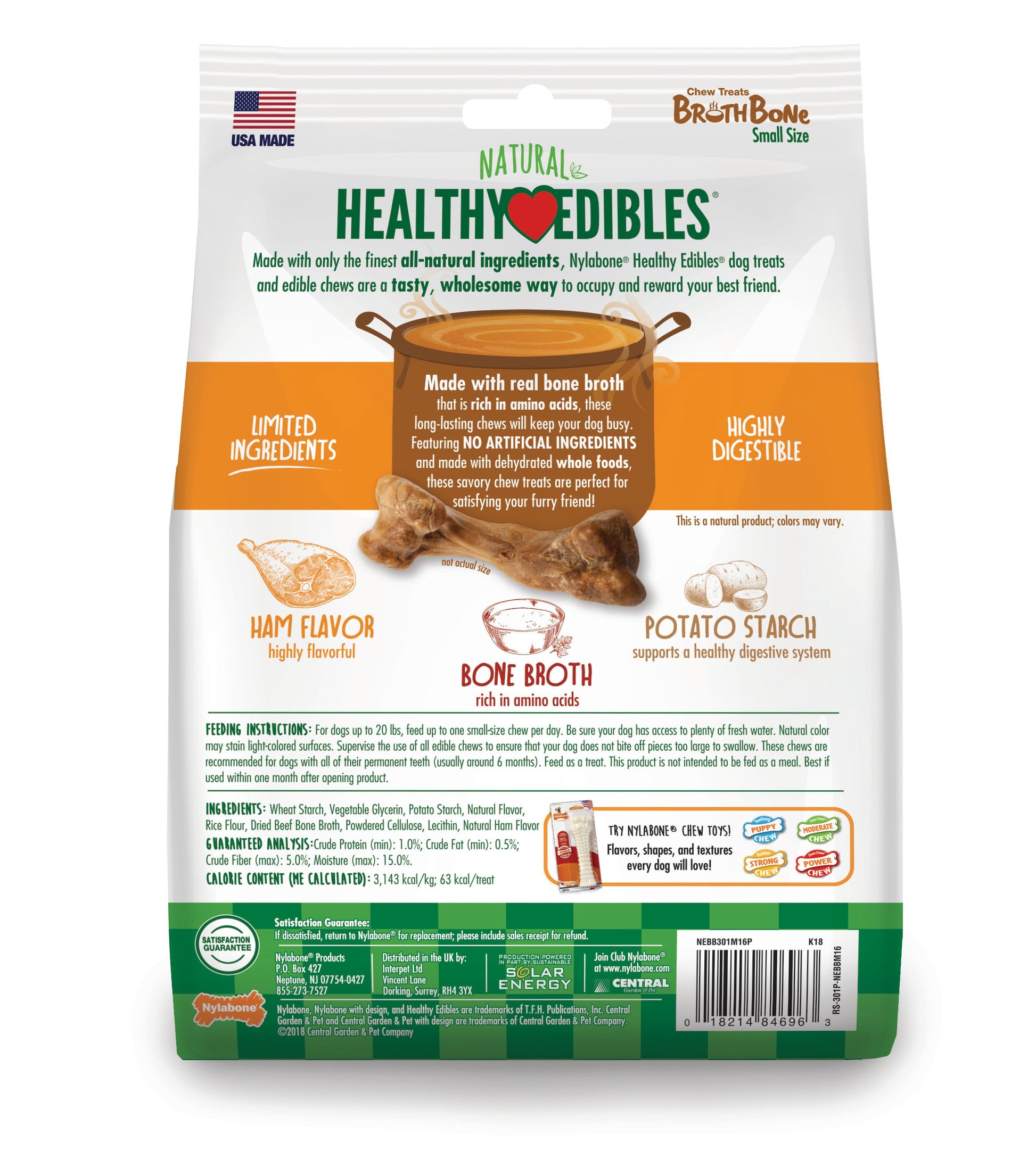 Nylabone Healthy Edibles Broth Bone All-Natural Long Lasting Dog Chew, view 9