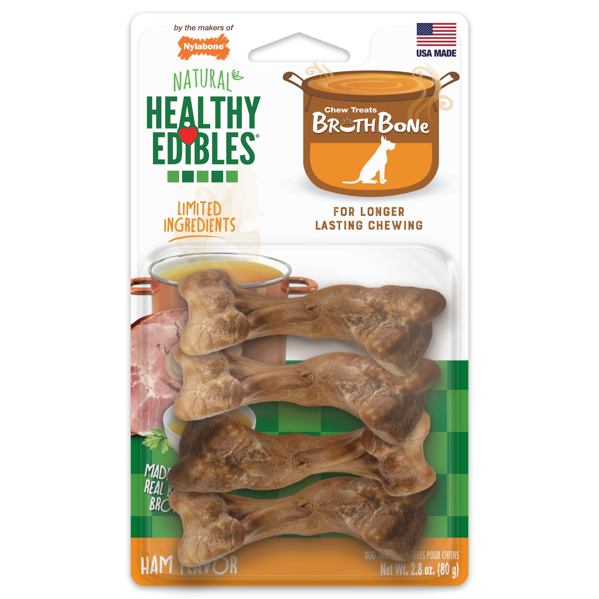 Nylabone Healthy Edibles Broth Bone All-Natural Long Lasting Dog Chew