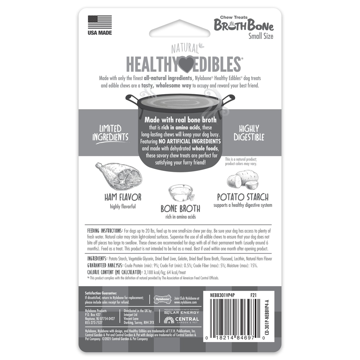 Nylabone Healthy Edibles Broth Bone All-Natural Long Lasting Dog Chew, view 8