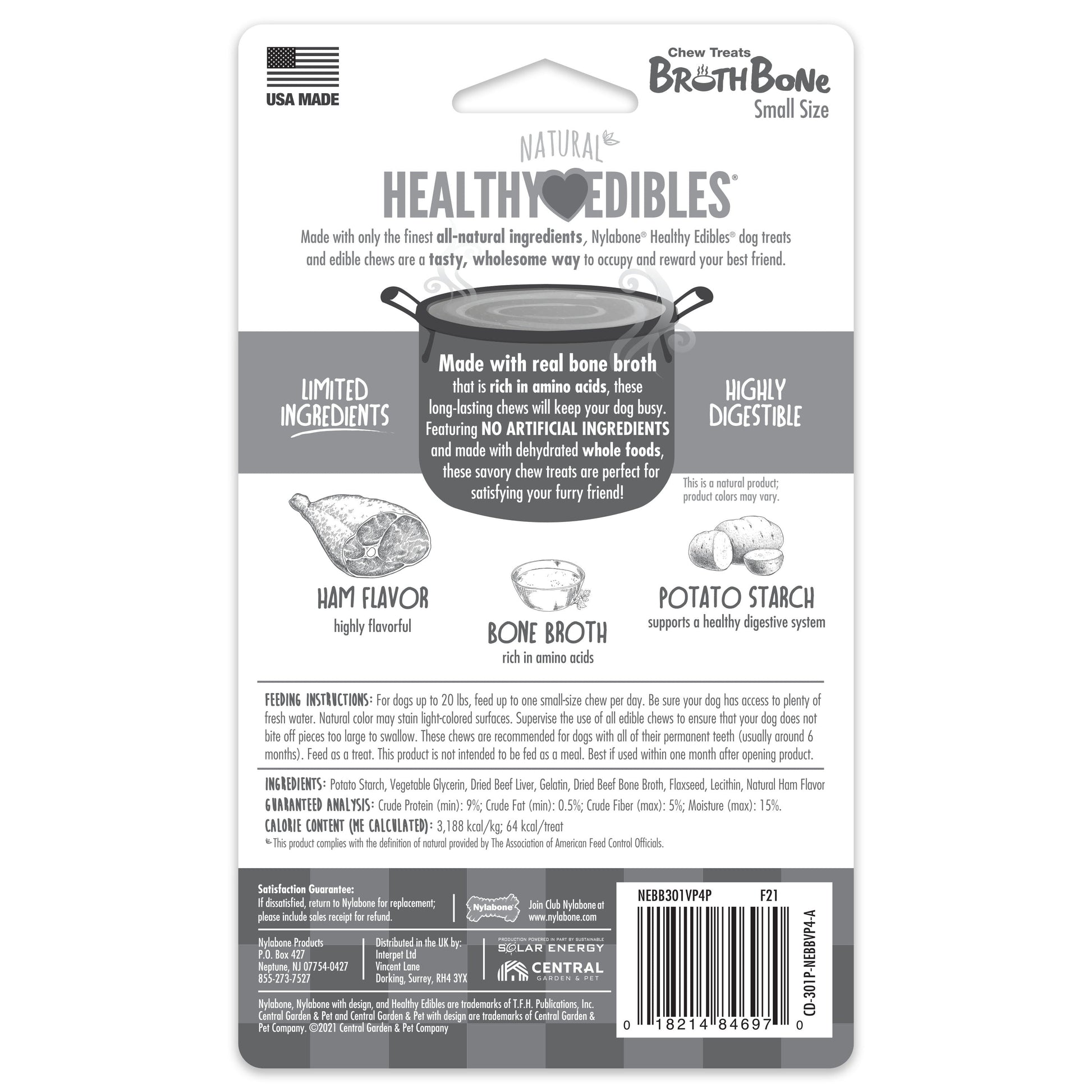 Nylabone Healthy Edibles Broth Bone All-Natural Long Lasting Dog Chew, view 8