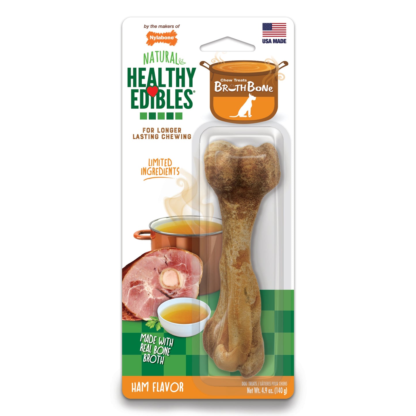 Nylabone Healthy Edibles Broth Bone All-Natural Long Lasting Dog Chew