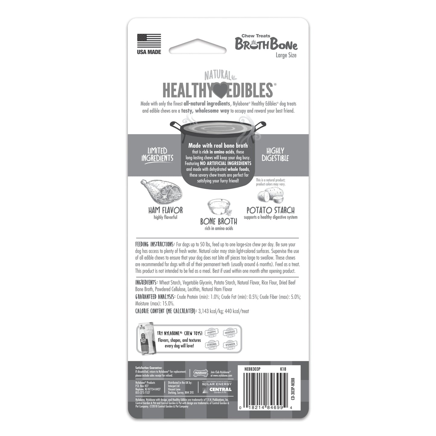 Nylabone Healthy Edibles Broth Bone All-Natural Long Lasting Dog Chew, view 10