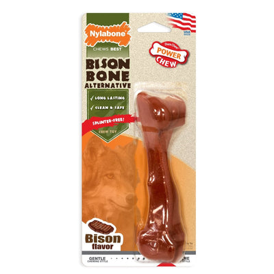Nylabone Power Chew Bison Bone Alternative Nylon Chew Dog Toy Bison, Large/Giant up to 50 lb. 1 ct - Pets Perfect