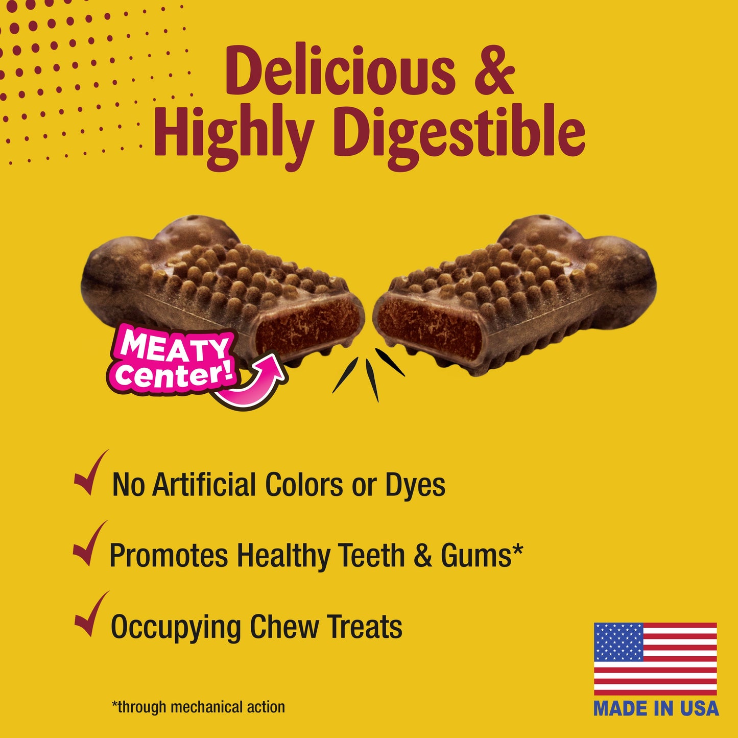 Nylabone Nubz Meaty Center Natural Long Lasting Edible Dog Chews Beef, view 2