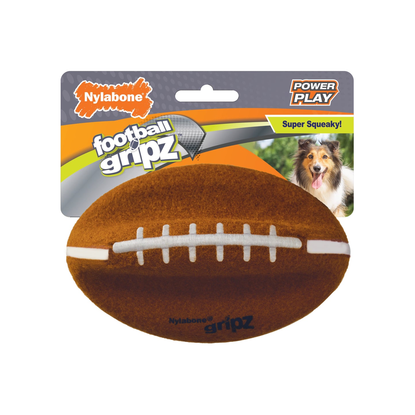 Nylabone Power Play Dog Football Gripz Medium/Wolf up to 35 lb. 5.5 in