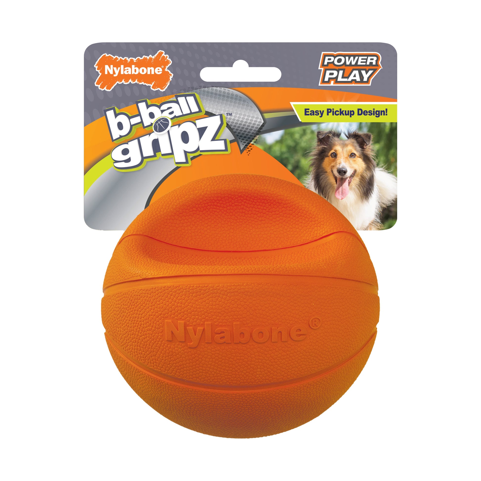 Nylabone Power Play Dog Basketball BBall Gripz Medium/Wolf up to
