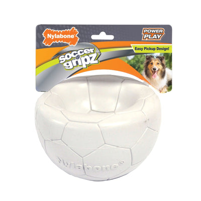 Nylabone Power Play Gripz Dog Soccer Ball Dog Toy Medium/Wolf up to 35 lb. 1 ct - Pets Perfect
