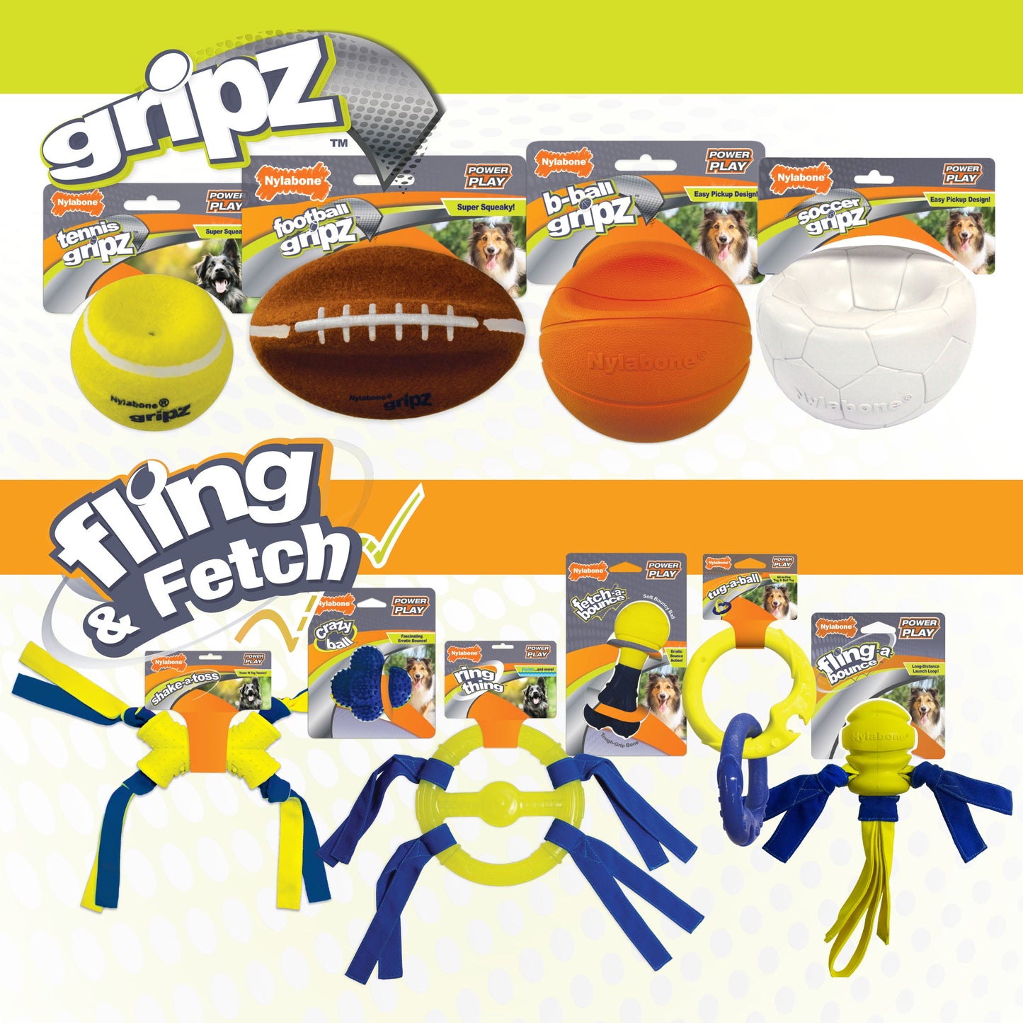 Nylabone Power Play Gripz Dog Soccer Ball Dog Toy Medium/Wolf up to 35, view 6