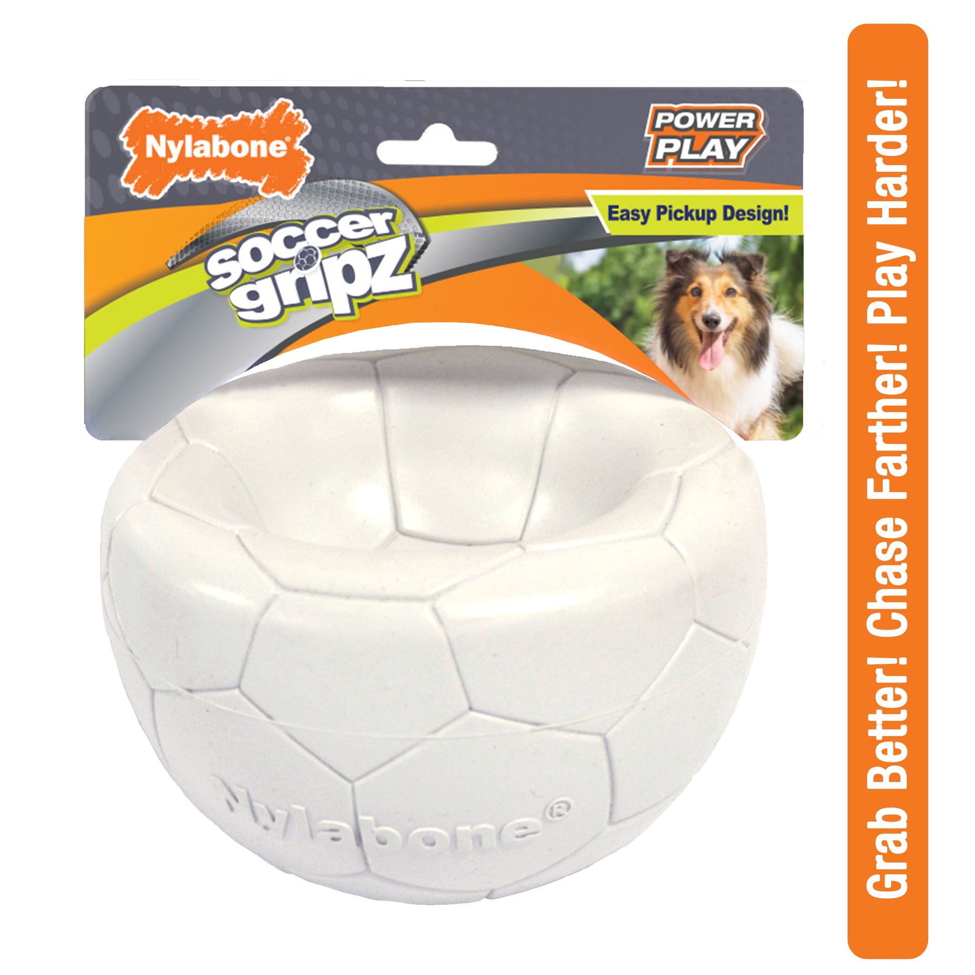 Nylabone Power Play Gripz Dog Soccer Ball Dog Toy Medium/Wolf up to 35, view 12