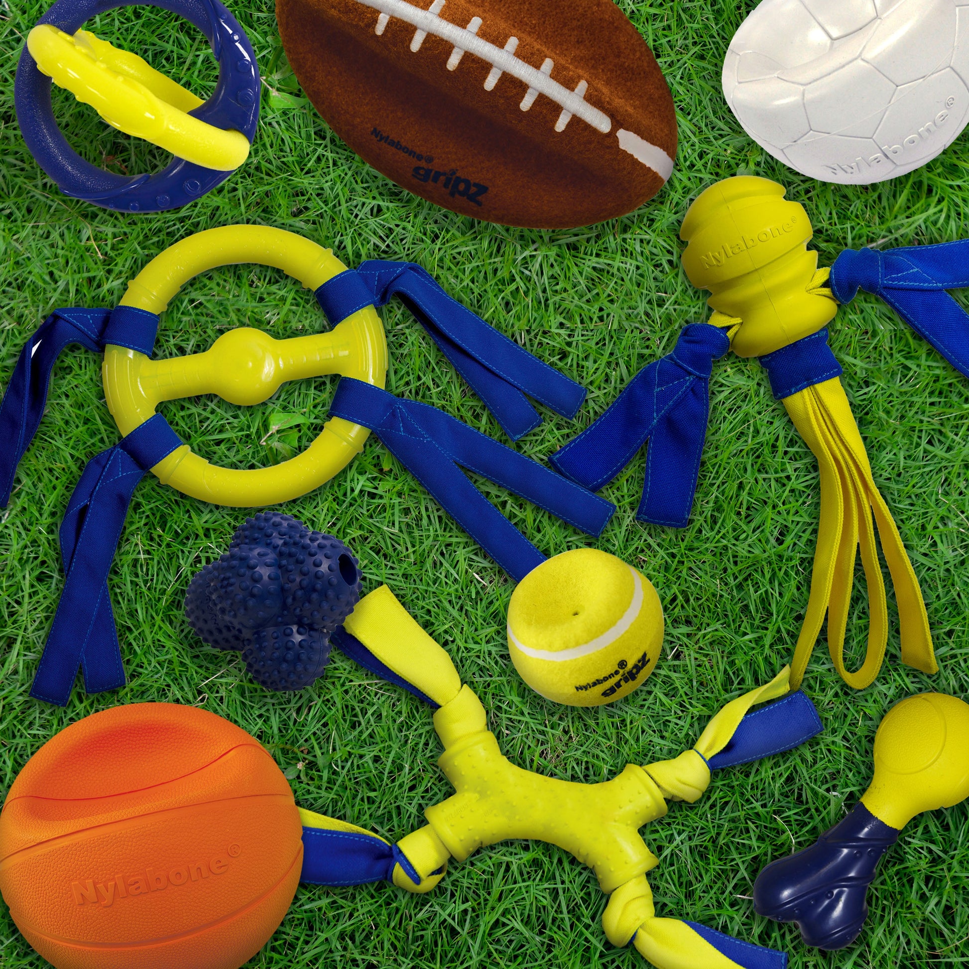 Nylabone Power Play Gripz Dog Soccer Ball Dog Toy Medium/Wolf up to 35, view 13