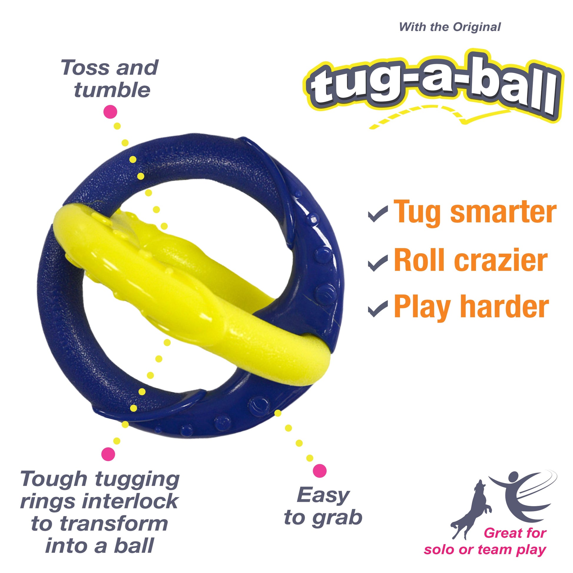 Nylabone Power Play Tug-a-Ball 2-in-1 Ball and Tug Dog Toy for Dogs, view 2