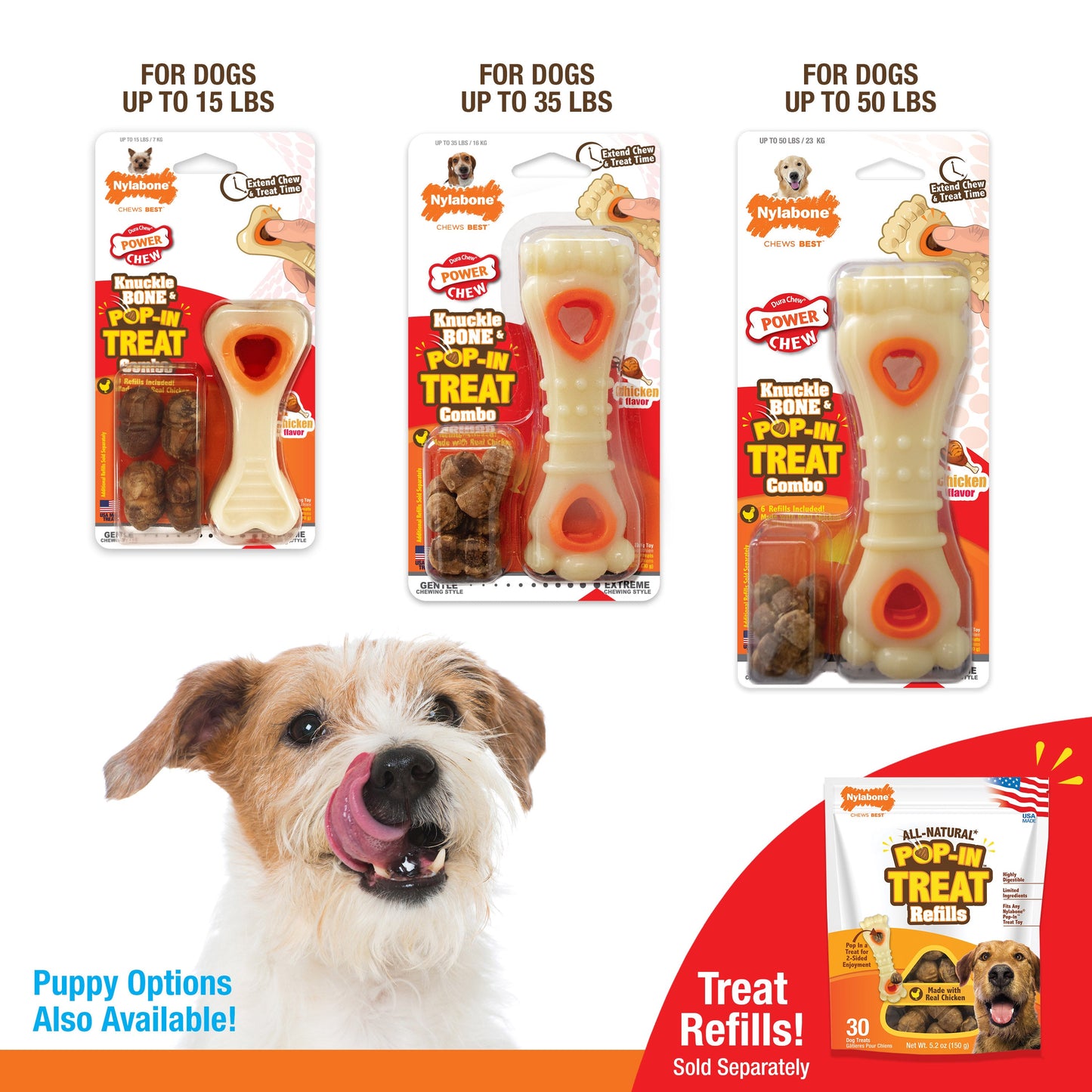 Nylabone Power Chew Souper Bone PopIn Treat Dog Toy Combo Chicken, view 9