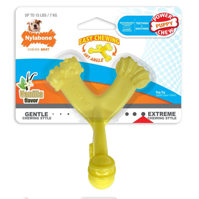 Nylabone Puppy Power Chew Axis Bone Nylon Chew Dog Toy Vanilla, Small/Regular up to 25 lb. 1 ct - Pets Perfect