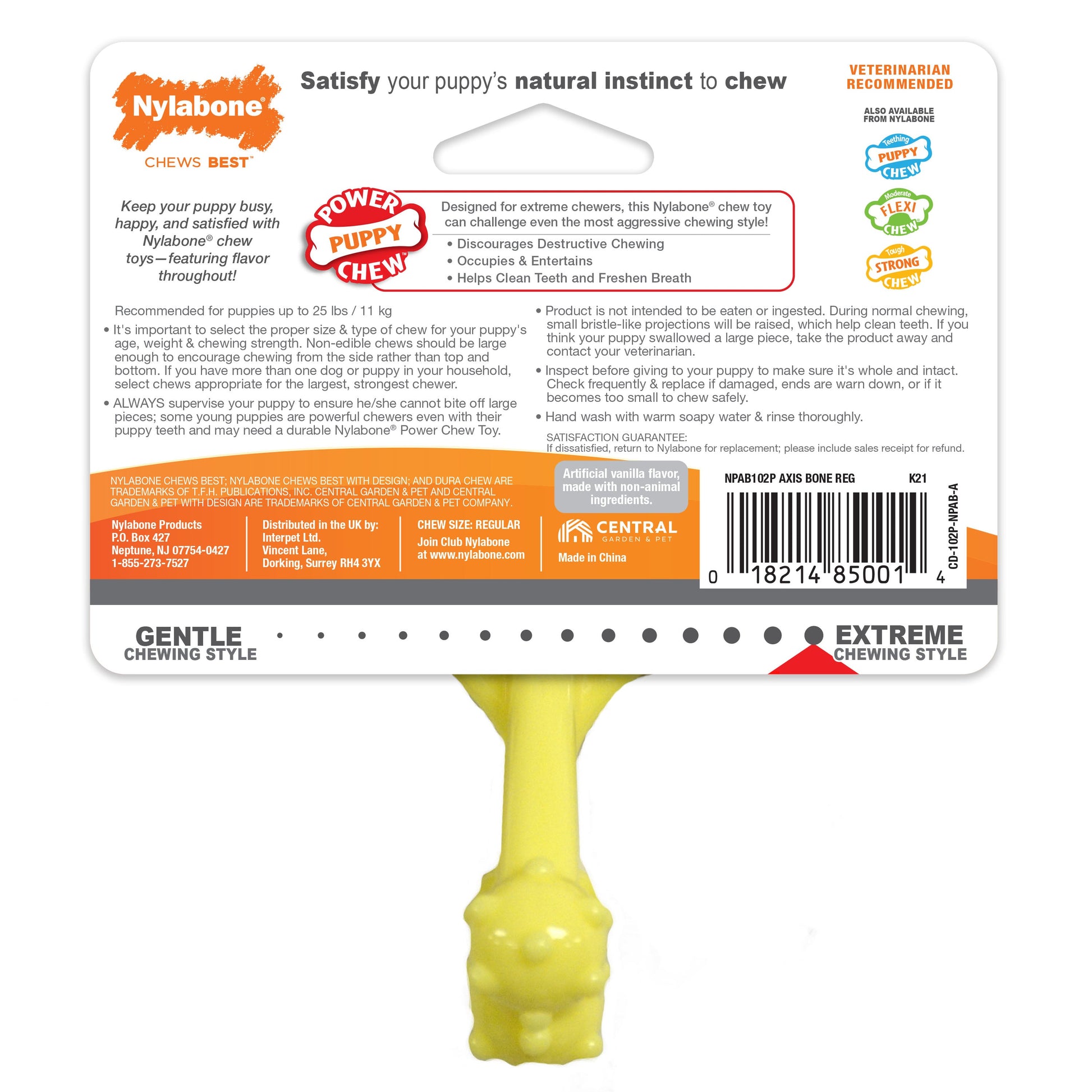 Nylabone Puppy Power Chew Axis Bone Nylon Chew Dog Toy Vanilla, view 10