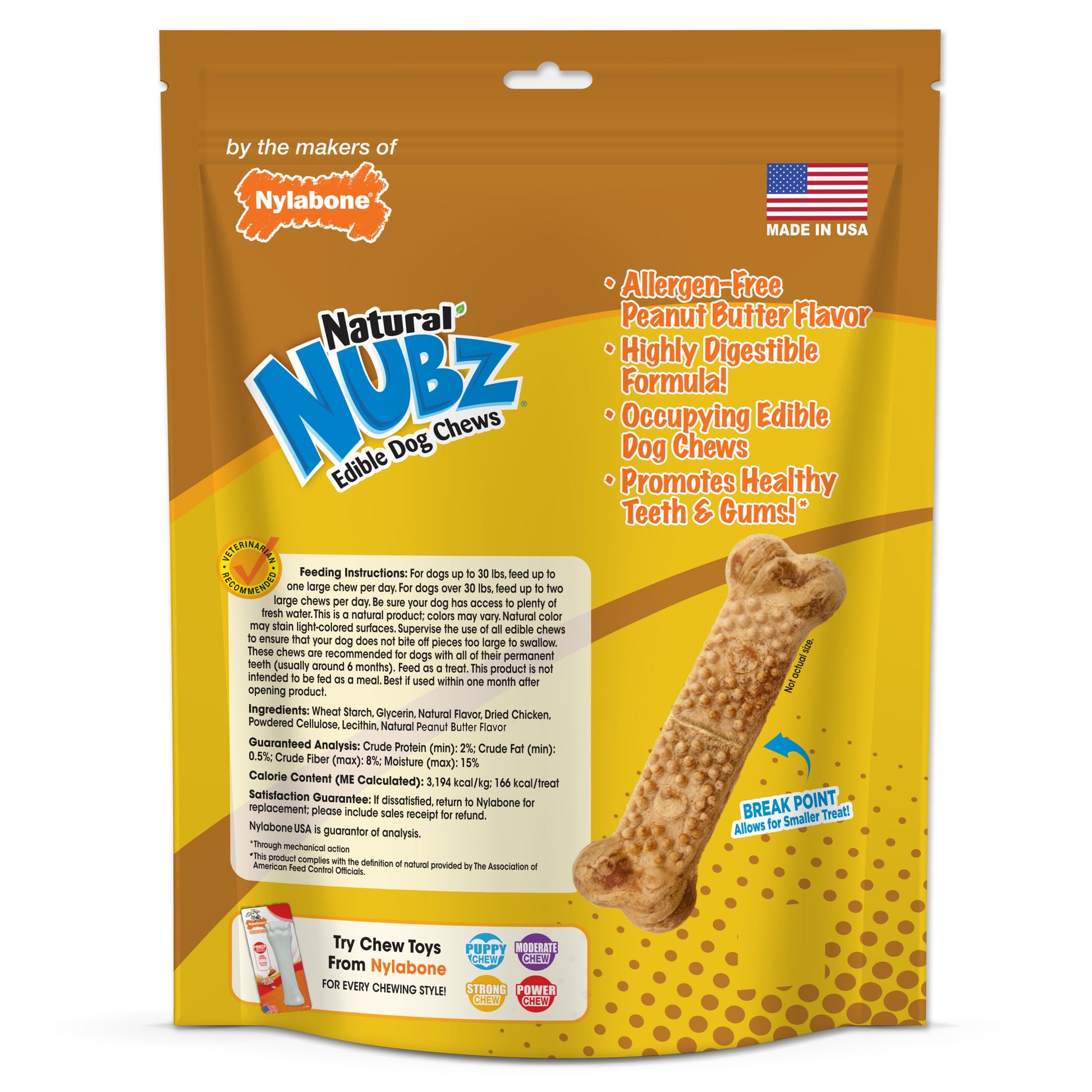 Nylabone Natural Nubz Dog Treats, Large 30 lb. 15 ct, view 6