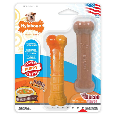 Nylabone Tough Puppy Dog Chew Bones Twin Pack - Pets Perfect