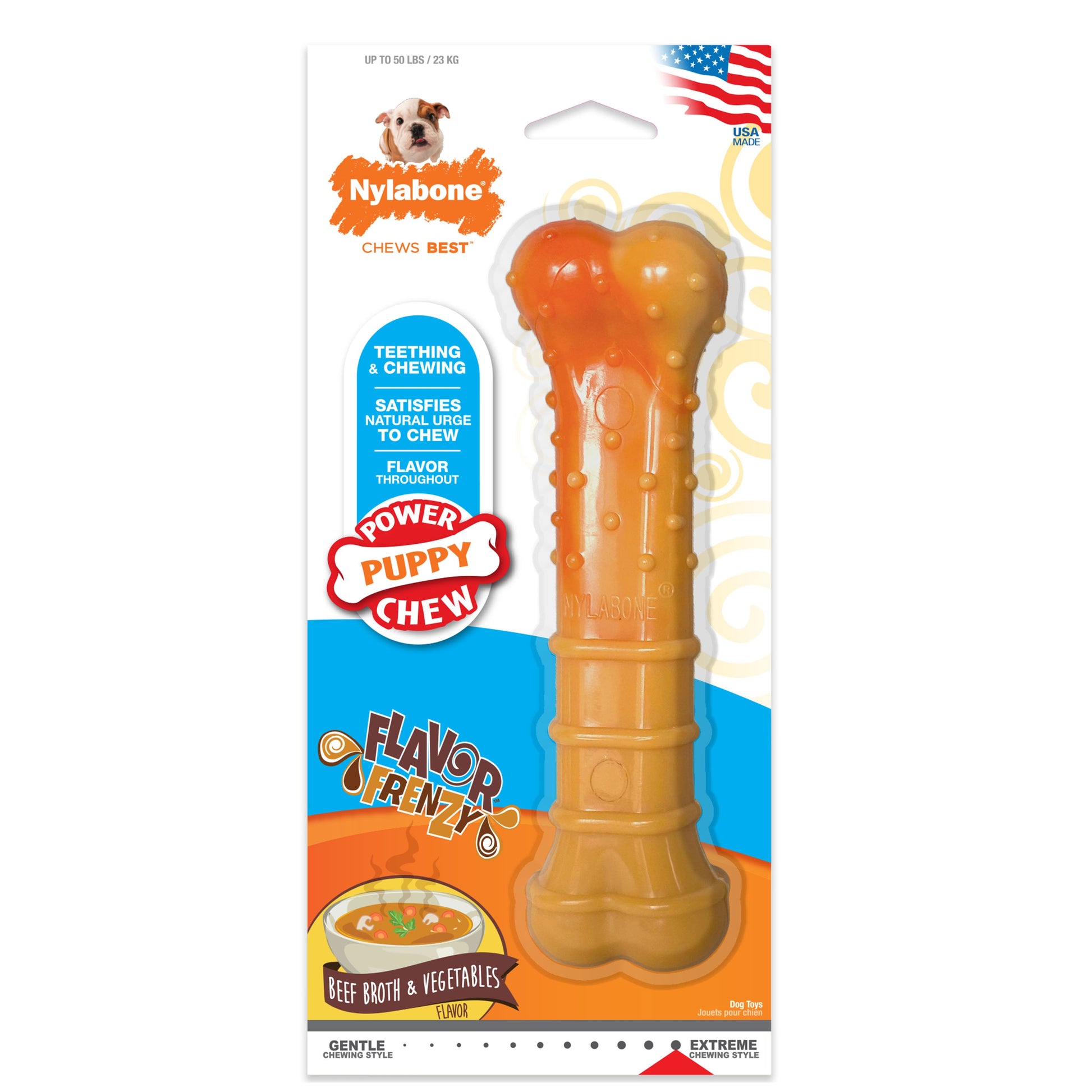 Nylabone Textured Nylon Puppy Chew Dog Toy Beef & Vegetable