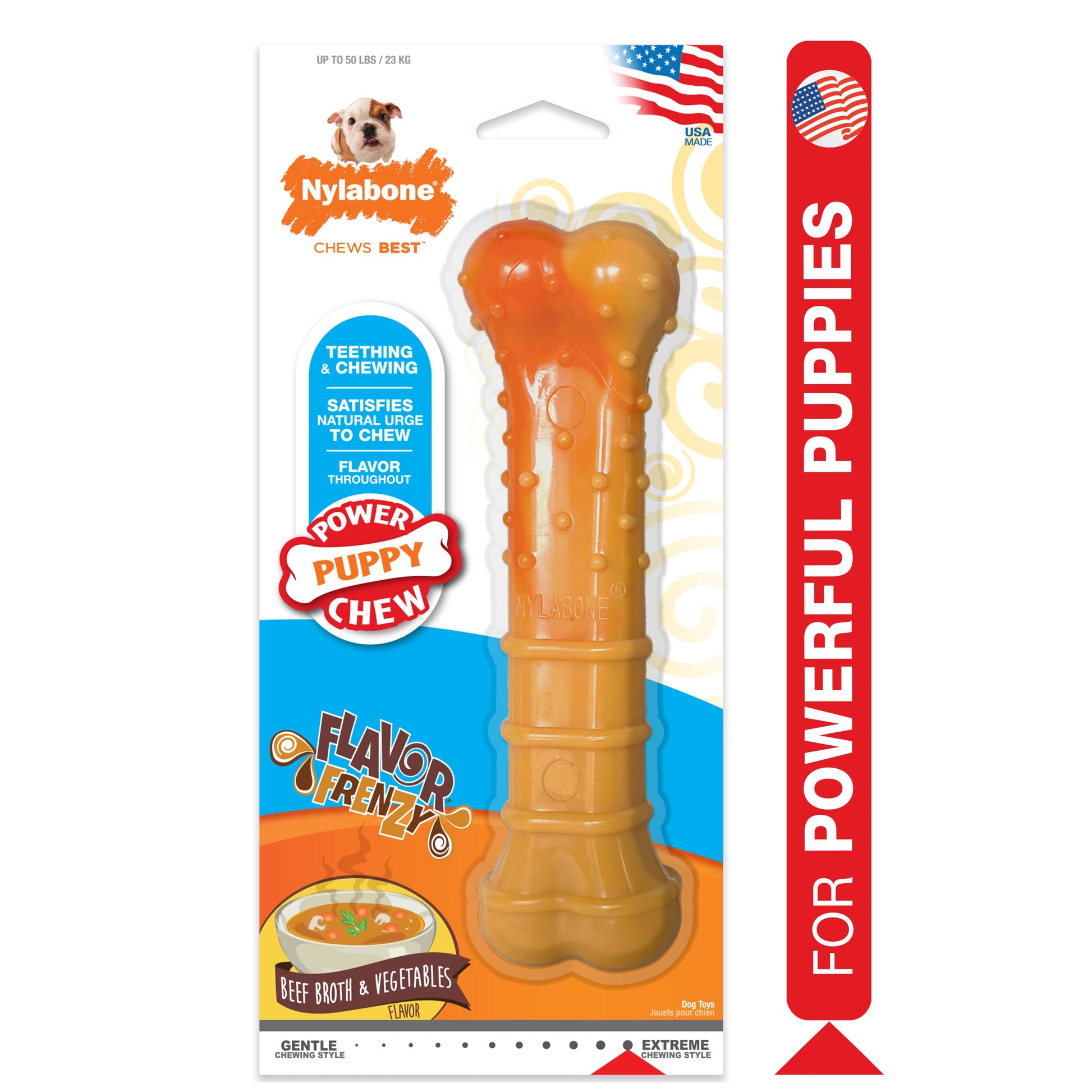 Nylabone Textured Nylon Puppy Chew Dog Toy Beef & Vegetable, view 9