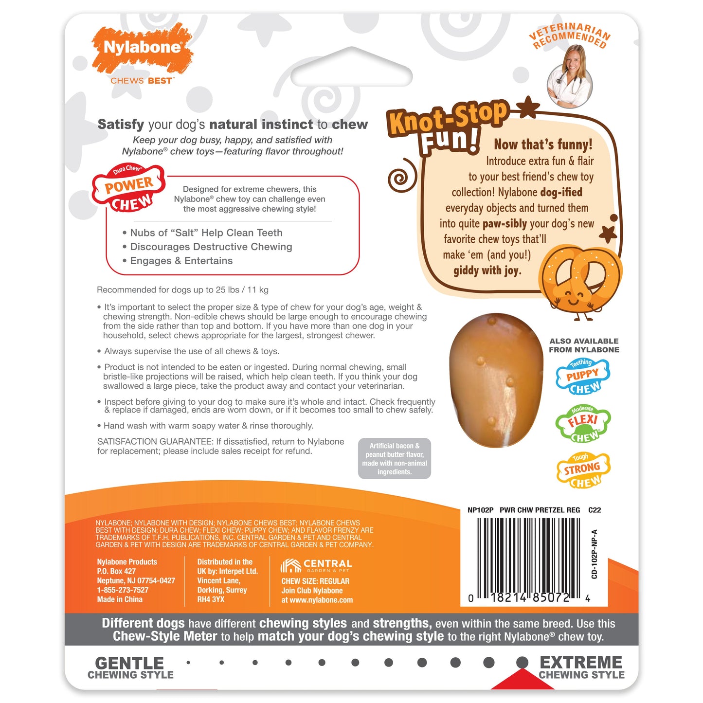 Nylabone Power Chew Pretzel Dog Toy Bacon Peanut Butter, view 8