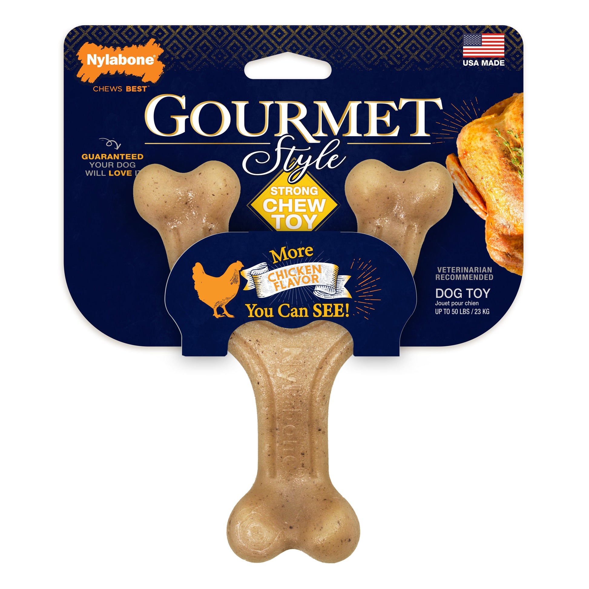 Nylabone Gourmet Style Strong Chew Wishbone Dog Chew Toy Chicken