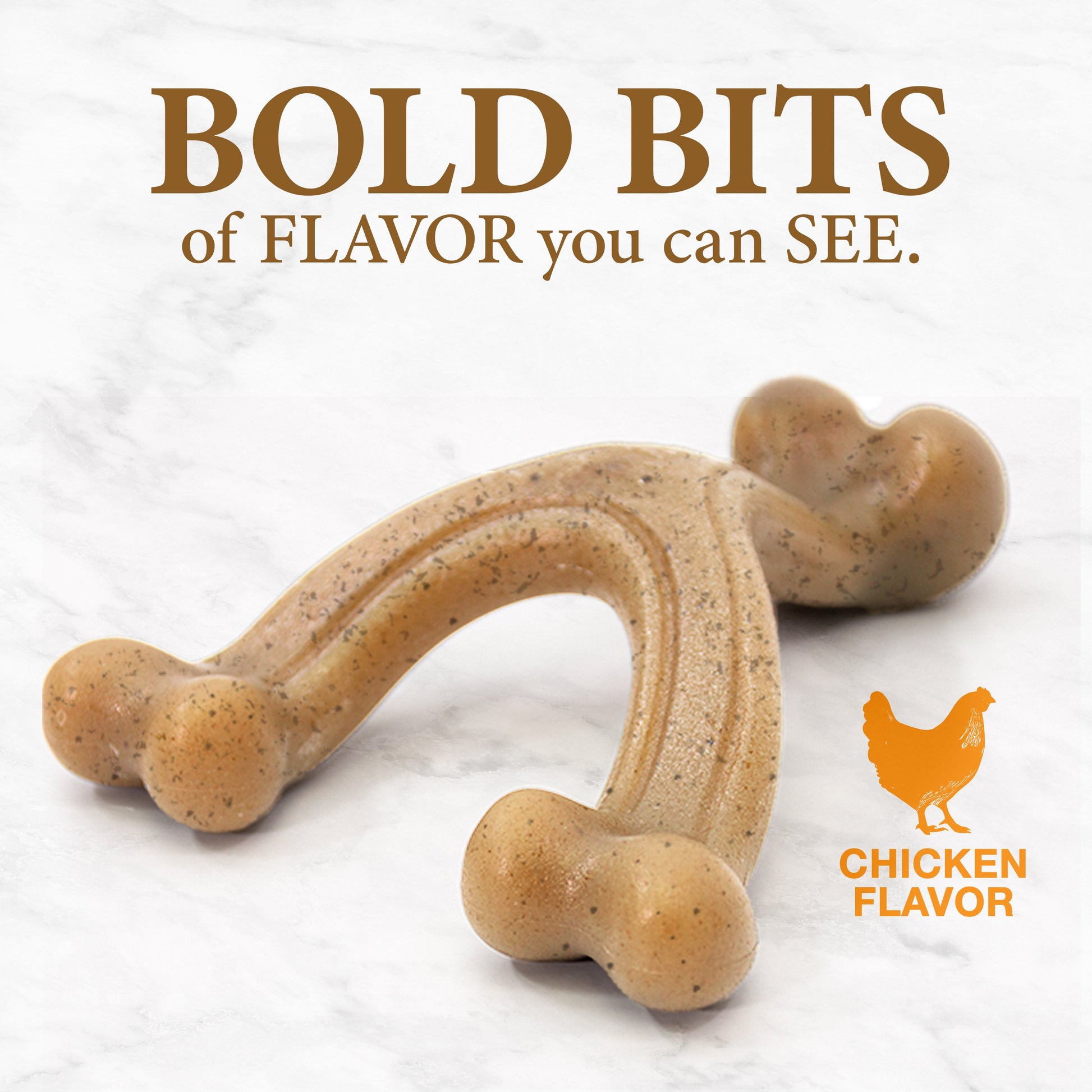 Nylabone Gourmet Style Strong Chew Wishbone Dog Chew Toy Chicken, view 2