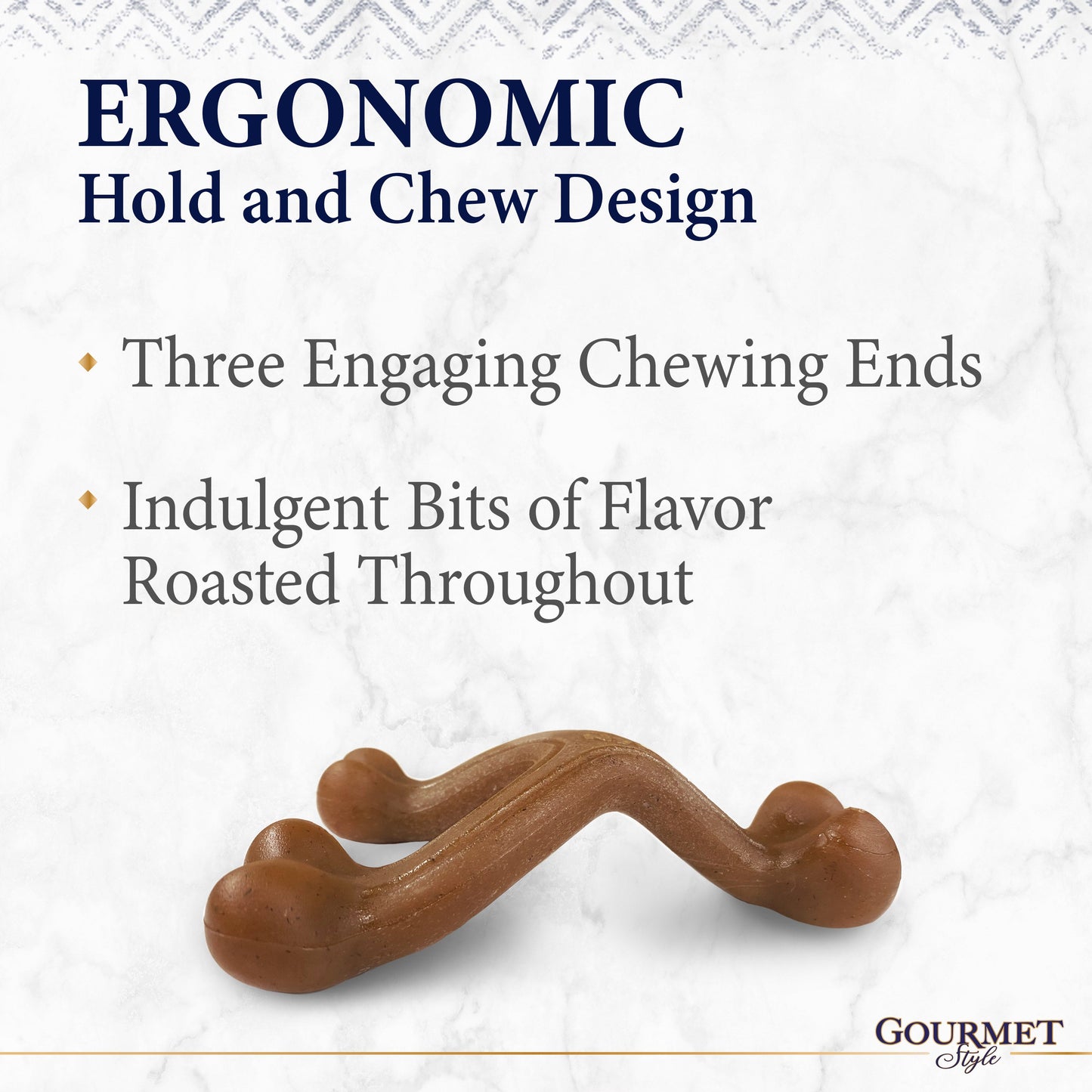 Nylabone Gourmet Style Strong Chew Wishbone Dog Chew Toy Bacon, view 4