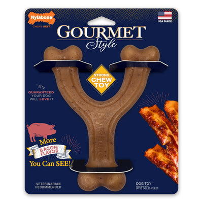 Nylabone Gourmet Style Strong Wishbone Dog Chew Toy Bacon 1ea/Large/Giant - Up To 50 lb