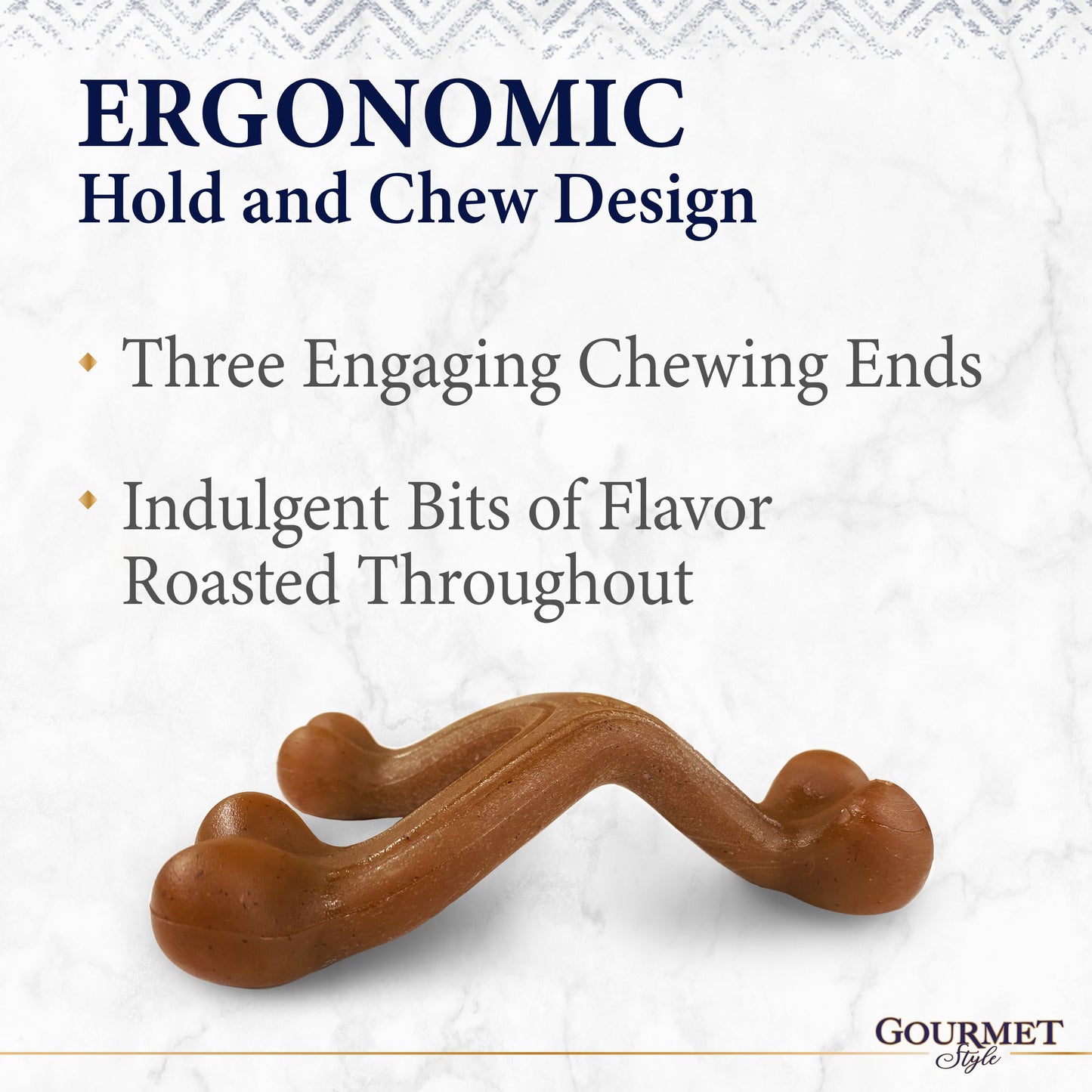Nylabone Gourmet Style Strong Chew Wishbone Dog Chew Toy Bacon, view 3
