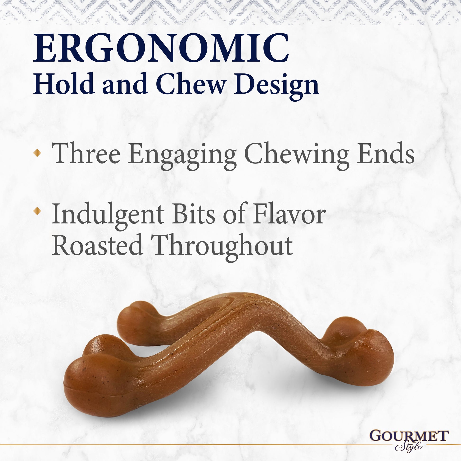 Nylabone Gourmet Style Strong Chew Wishbone Dog Chew Toy Bacon, view 3