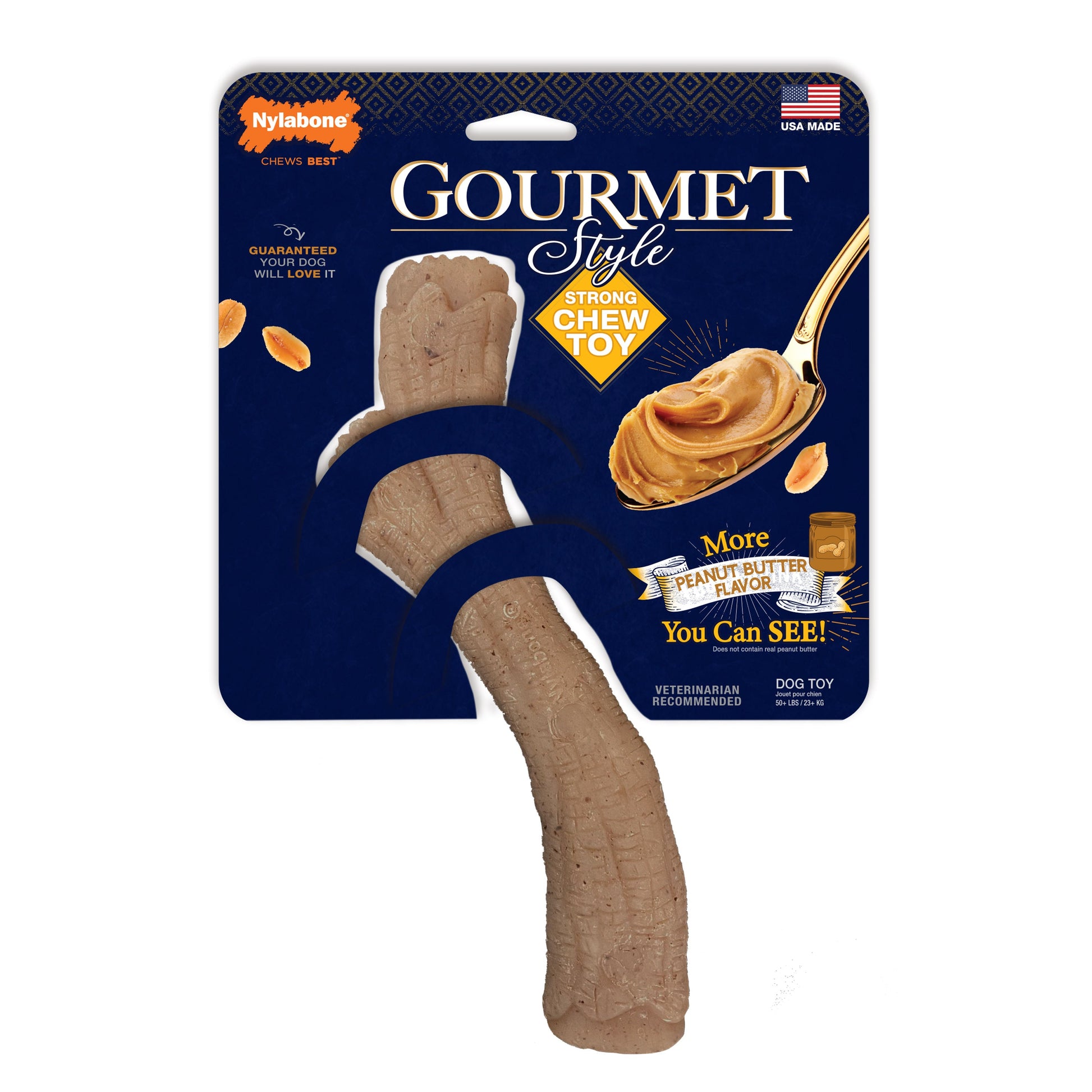 Nylabone Gourmet Style Strong Chew Dog Toy Stick, Peanut Butter