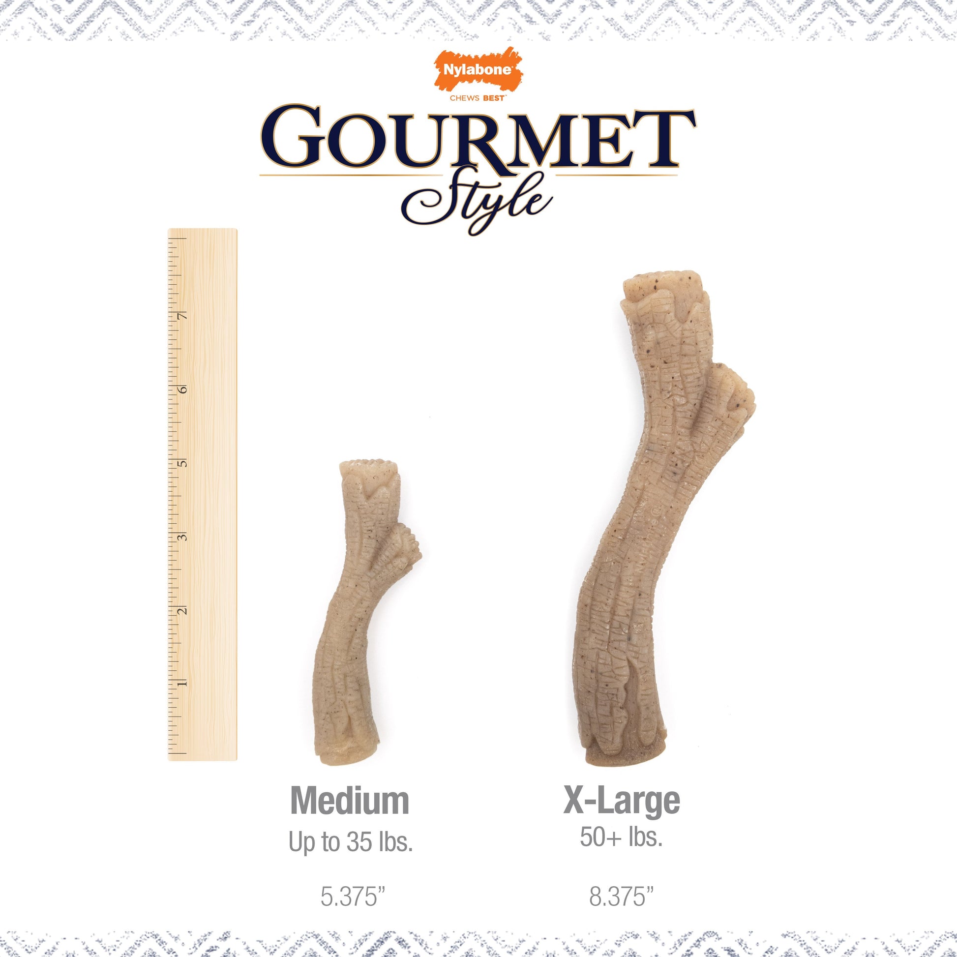 Nylabone Gourmet Style Strong Chew Dog Toy Stick, Peanut Butter, view 8