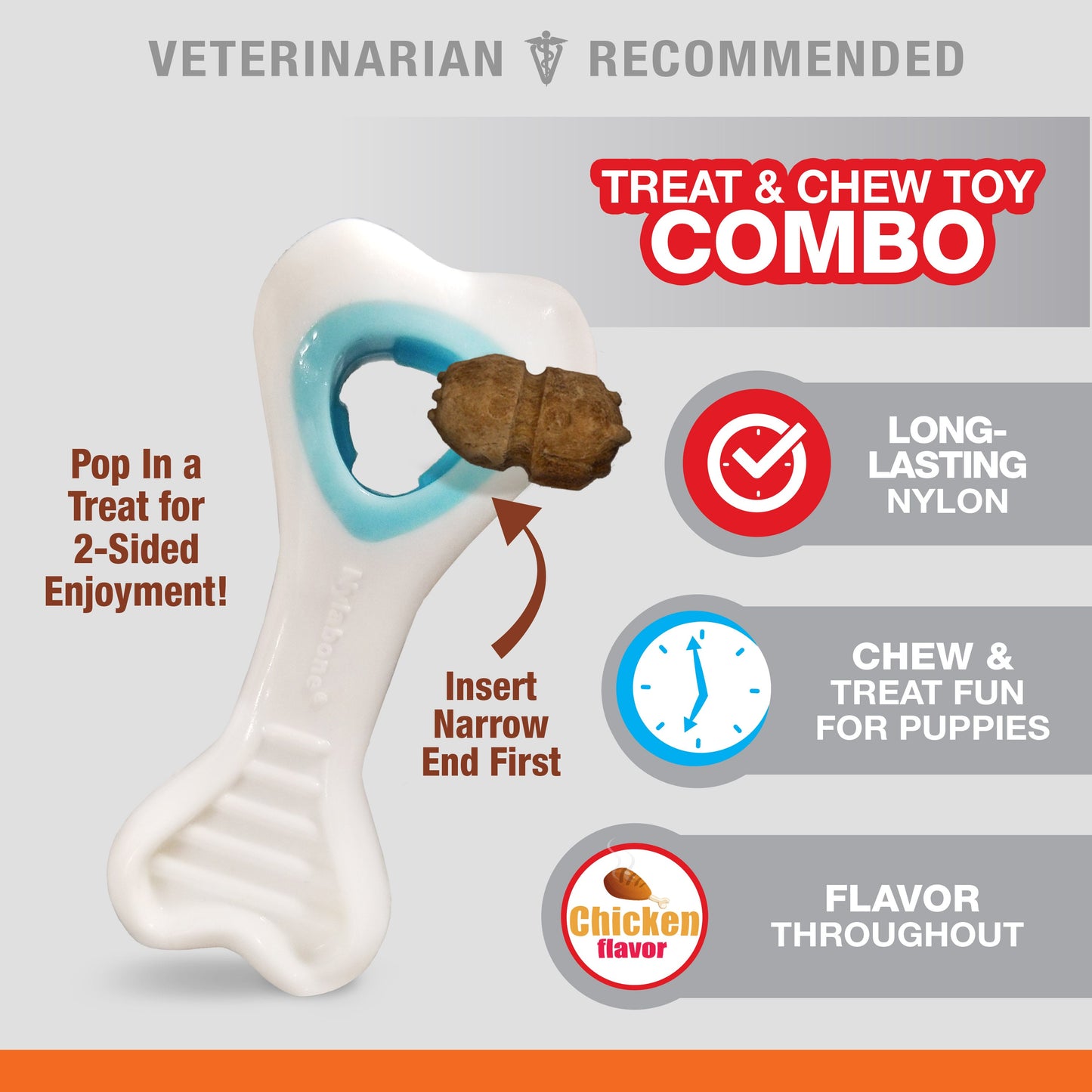 Nylabone Puppy Power Chew Souper Bone PopIn Puppy Treat Dog Toy Combo, view 2