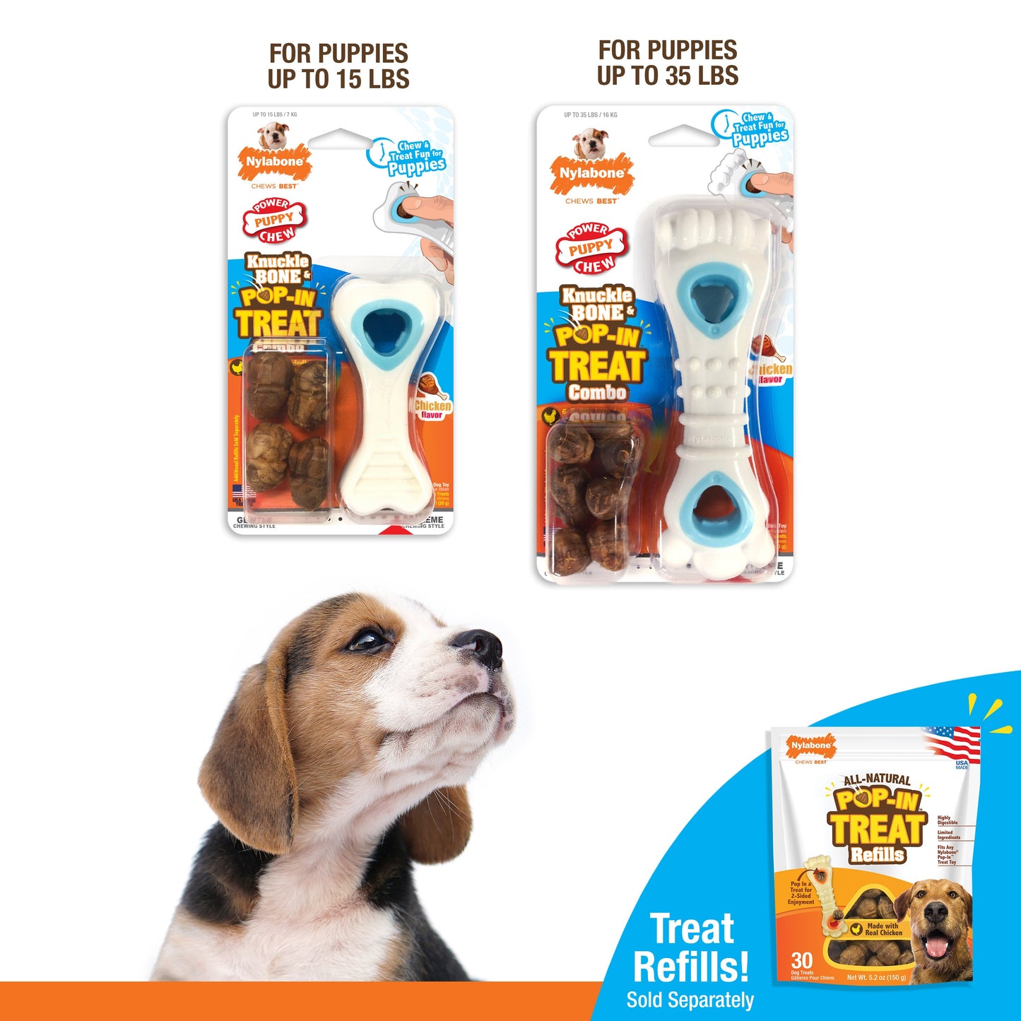 Nylabone Puppy Power Chew Souper Bone PopIn Puppy Treat Dog Toy Combo, view 9