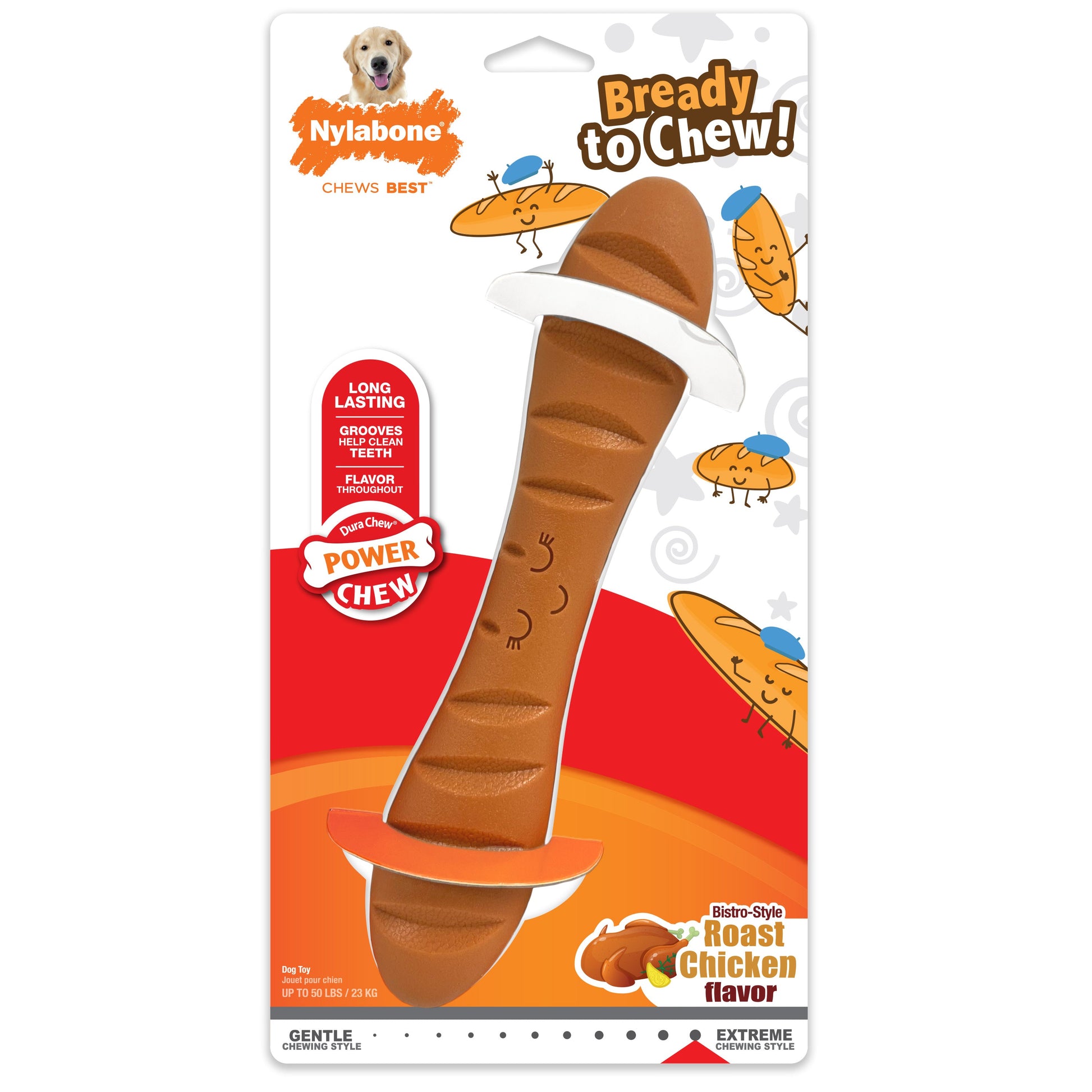 Nylabone Power Chew Baguette Dog Toy Roast Chicken