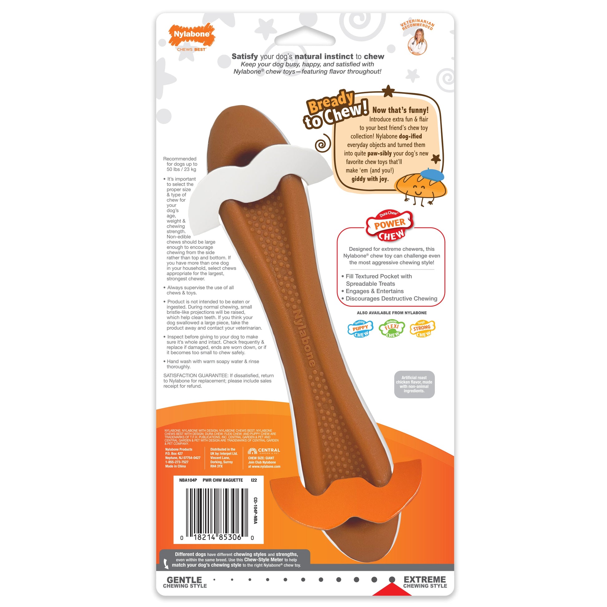 Nylabone Power Chew Baguette Dog Toy Roast Chicken, view 9