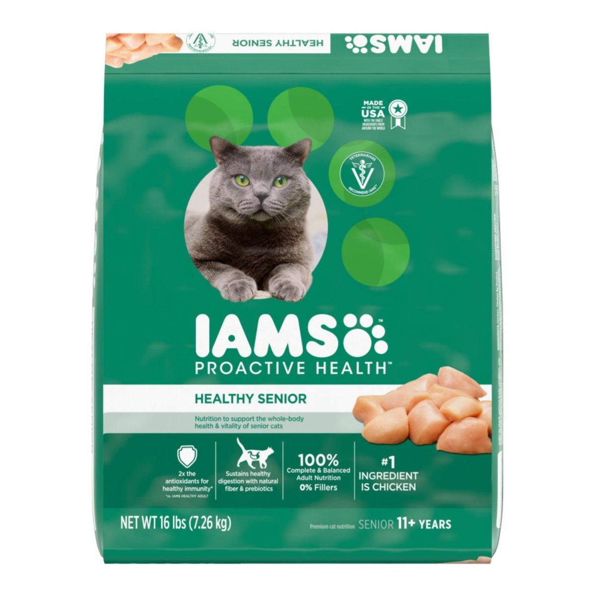 IAMS Proactive Health Senior Dry Cat Food Chicken 16lb - Pets Perfect