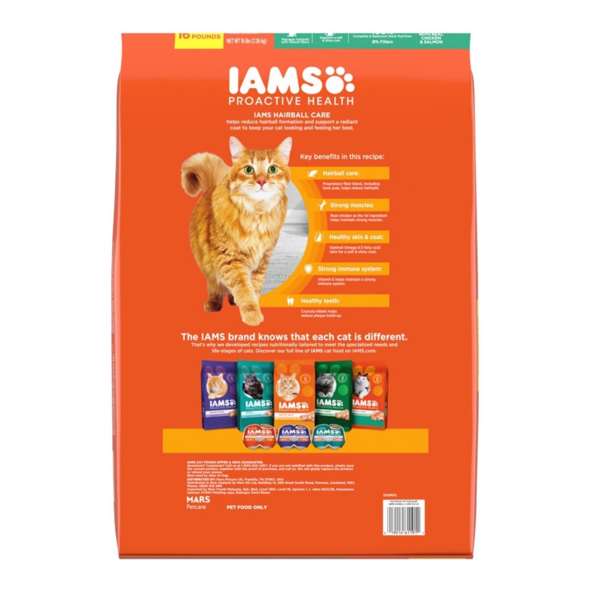 IAMS Proactive Health Hairball Care Adult Dry Cat Food Chicken & Salmon 16lb - Pets Perfect