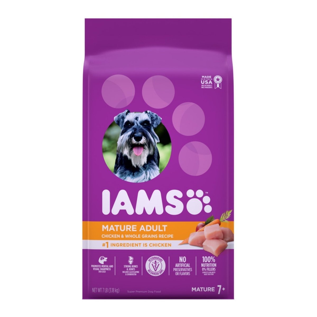 IAMS Mature Adult Senior Dry Dog Food Real Chicken 7lb - Pets Perfect