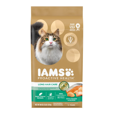 IAMS ProActive Health Adult Long Hair Dry Cat Food Chicken & Salmon 3