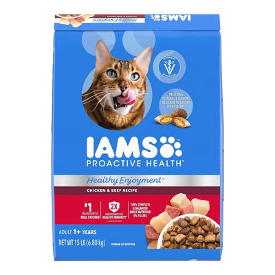 IAMS Healthy Enjoyment Dry Cat Food - Chicken & Beef, 15 lb