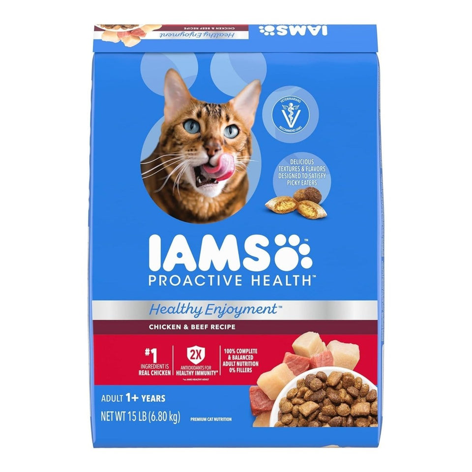 IAMS Healthy Enjoyment Dry Cat Food - Chicken & Beef, 15 lb