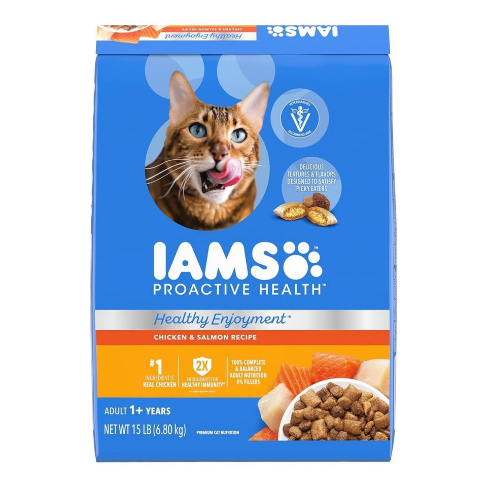 IAMS Healthy Enjoyment Adult Dry Cat Food - Chicken and Salmon, 15 lb